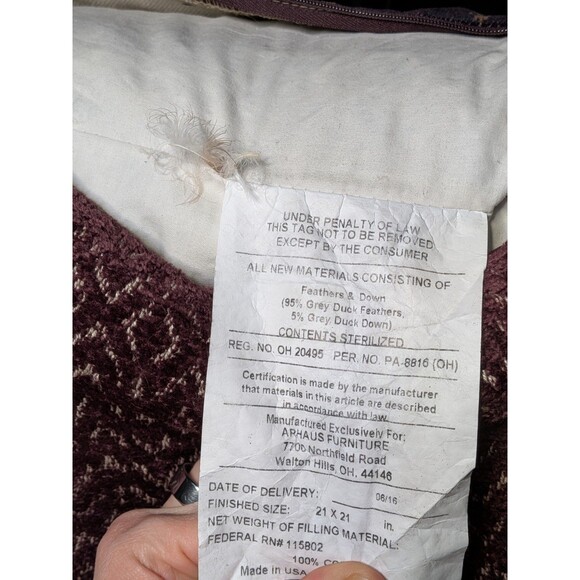 Arhaus Thai Ikat Pattern Velvety Down Throw Pillows Pair of 2 Purple Boho Decor - Picture 5 of 6